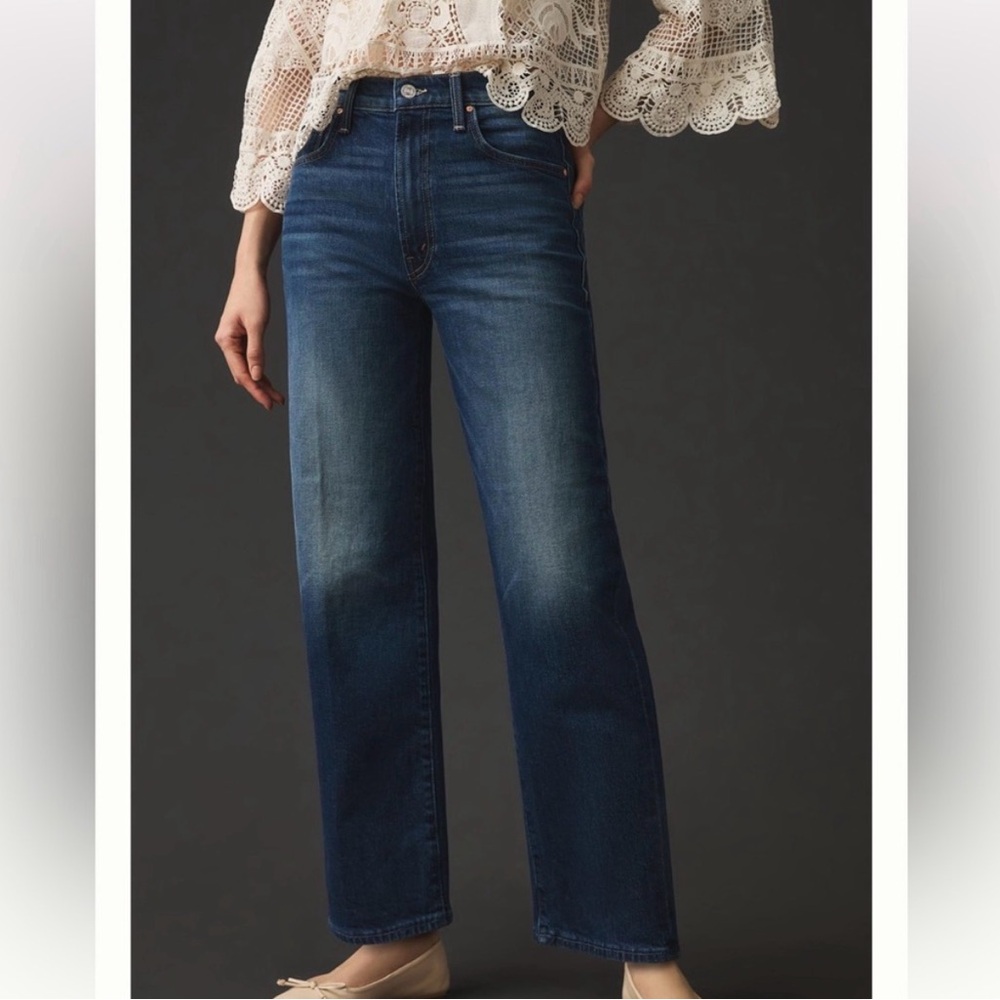 MOTHER Dark Blue Cropped Ankle Jeans
